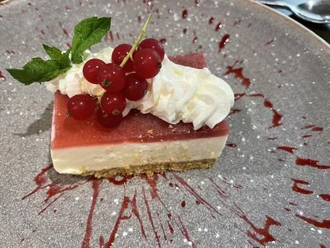 Rich raspberry cheesecake Stock Photos