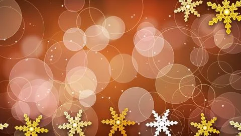 Rich Snowflakes Corner Frame Bokeh in Sunset Orange Backdrop Design. Stock Illustration