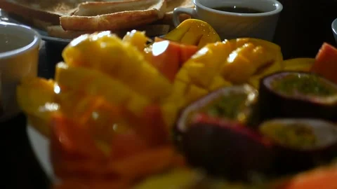 Rich table with fruit from Asia. Stock Footage 150960094