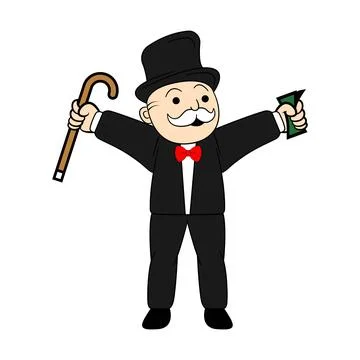 Rich Uncle Penny Character Vector Illustration Stock Illustration