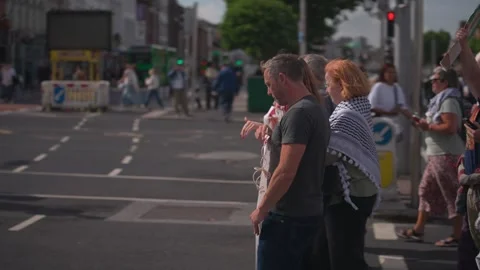 Richard Boyd Barrett leads huge rally against Donald Trump visit Stock Footage 346257012