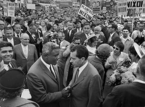 Richard M. Nixon;Jackie Robinson, Plainfield, New Jersey, USA Stock Photos