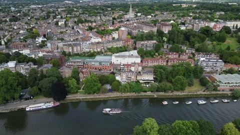 Richmond is an affluent residential district bordering the River Thames Video stock 200777984
