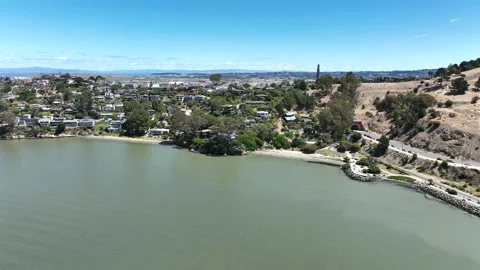 Richmond, California, USA - Drone Pullback of Point Richmond Neighborhood Stock-Footage 339497320