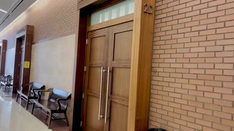 Richmond County courthouse interior tilt up courtroom doors Stock Footage 201823319