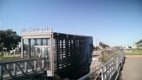 Richmond Ferry Terminal and Craneway Pavilion in Richmond, California Stock Footage 296718130