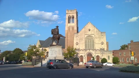 Richmond VA JEB Stuart Statue at St John’s United Church Crist Video stock 84194628