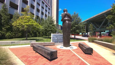 Richmond VA The Reconciliation Triangle Statue in Downtown Stock Footage 83978829