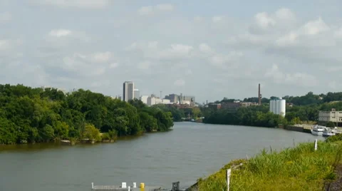 Richmond, VA River&amp; Skyline Time lapse Stock Footage 6780893
