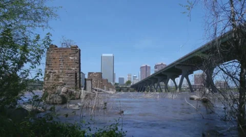Richmond, VA Skyline from River Stock Footage 3318078