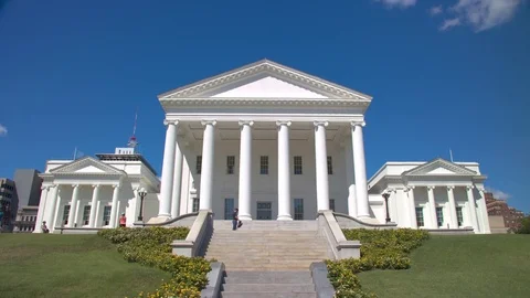 Richmond VA Virginia State Capitol Building Front Exterior Stock Footage