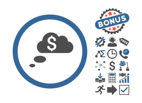 Richness Dream Clouds Flat Vector Icon With Bonus Illustrazione stock