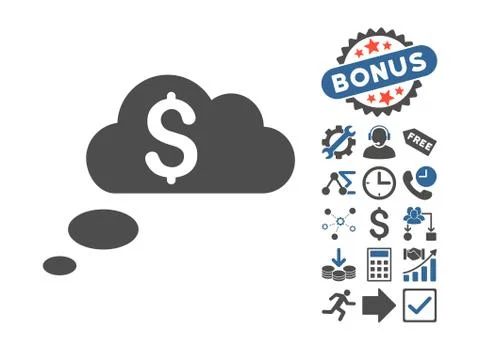 Richness Dream Clouds Flat Vector Icon With Bonus Illustrazione stock
