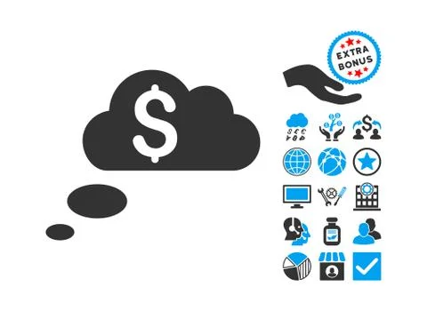 Richness Dream Clouds Flat Vector Icon With Bonus Stock Illustration