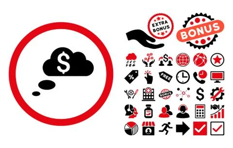 Richness Dream Clouds Flat Vector Icon with Bonus 스톡 일러스트