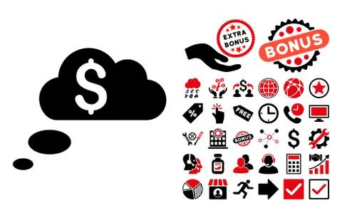 Richness Dream Clouds Flat Vector Icon with Bonus 스톡 일러스트