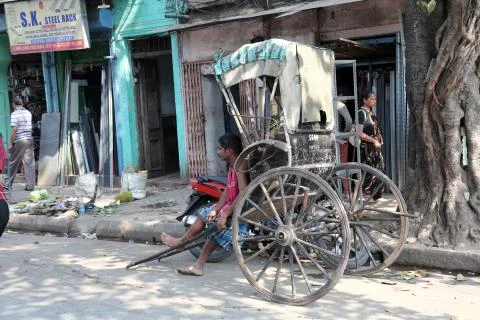 Rickshaw driver, Kolkata Stock Photos