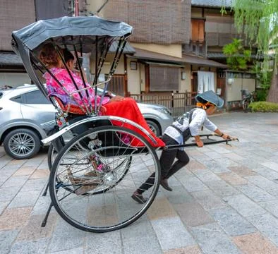 RICKSHAW DRIVER AT WORK. Stock Photos