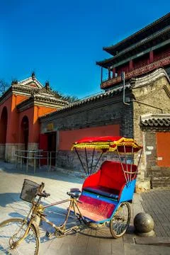 Rickshaw at Drum Tower in Beijing Stock Photos