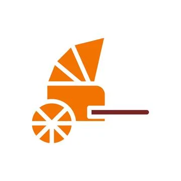 Rickshaw icon solid orange brown colour chinese new year symbol perfect. Stock Illustration