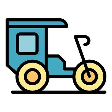 Rickshaw icon vector flat Stock Illustration