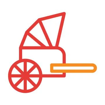 Rickshaw multicolor red illustration vector and logo Icon new year icon per.. Stock Illustration