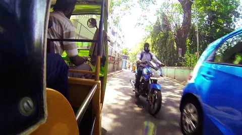 Rickshaw POV mount traffic Stock Footage 63556785