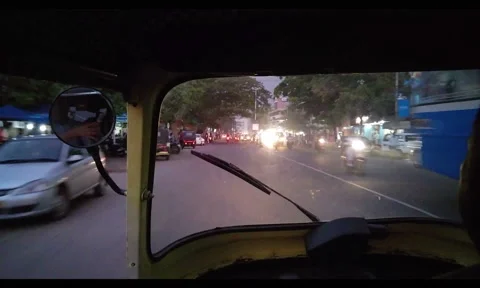 Rickshaw ride by night in India Stock Footage 58001895
