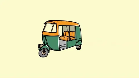 Rickshaw Sketch and 2d animation Stock Footage 207054373