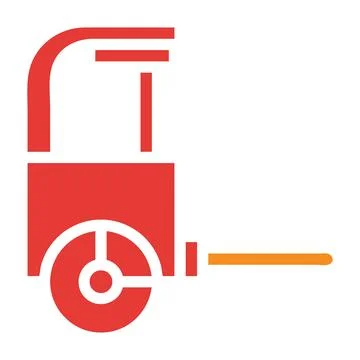 Rickshaw solid red illustration vector and logo Icon new year icon perfect. Illustrazione stock