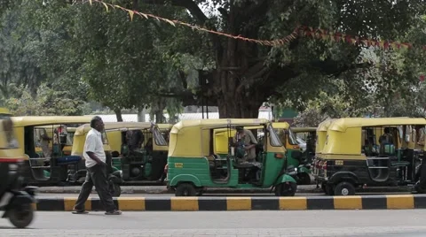 Rickshaw Stand India Stock-Footage 55442374