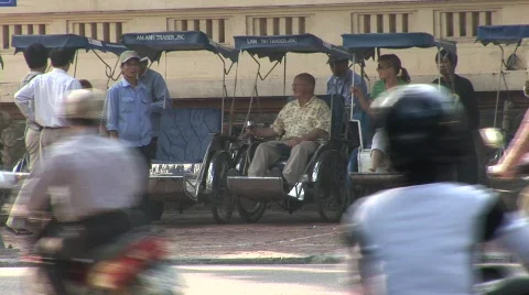 Rickshaw stand, Vietnam Stock Footage 291049
