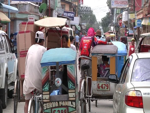 Rickshaw in the streets. Philippines Stock Footage 98841219