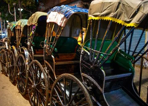 Rickshaws in a series Stock Photos