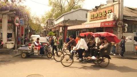 Rickshaws on streets of Beijing, China. Stock Footage 111574057