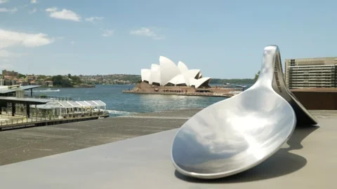 Ricky Swallow Bent Form stainless steel commissioned by the Sydney MCA 6K Stock Footage 329005145