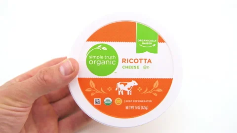Ricotta cheese container by Kroger Simple truth organic private label closeup Stock Footage 231599148