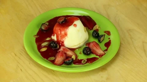 Ricotta dessert with berries Stock Footage 43367735