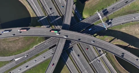 The Ridderkerk interchange is a traffic junction. Highway, trasnport and Видео 305273350
