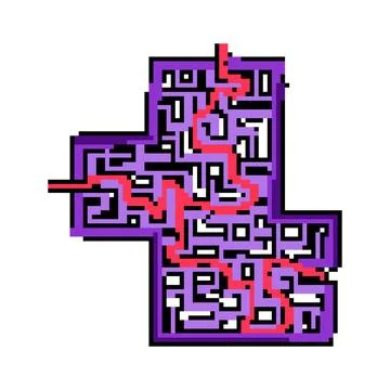 Riddle labyrinth game maze pixel art vector illustration 스톡 일러스트