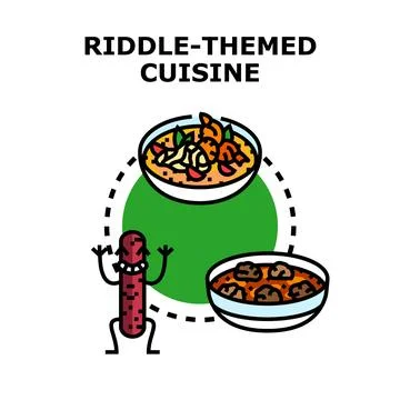 Riddle themed cuisine concept with creative food inspiration Stock Illustration