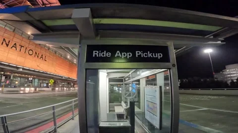 Ride app pick up area at San Francisco Airport Stock Footage 196675037