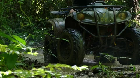 Ride ATV in the jungle Stock Footage 64318218