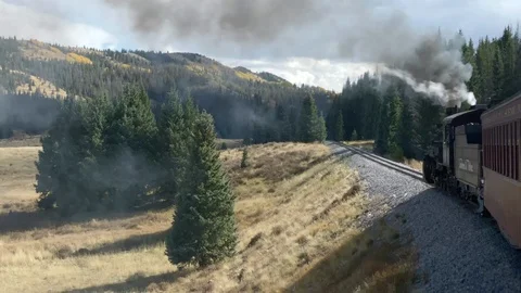 Ride Behind Steam Engine on Cumbres and Toltec Video stock 121896156