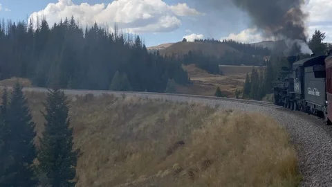 Ride Behind Steam Engine on Cumbres and Toltec Stock-Footage 121896162