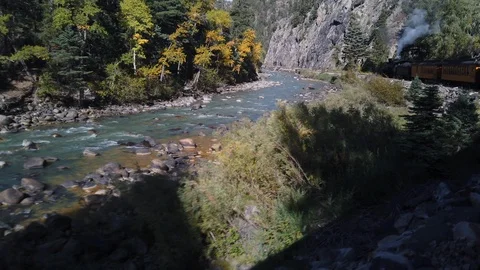 Ride Behind Steam Engine on Durango and Silverton Stock Footage 121896206