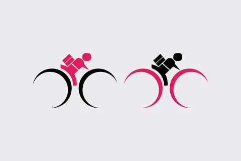 Ride bicycle logo time clock in tires design, Traveling by bicycle Stock Illustration