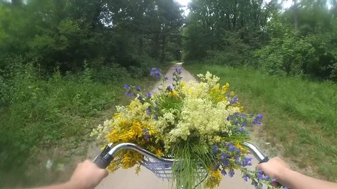 Ride a bike action camera Stock Footage
