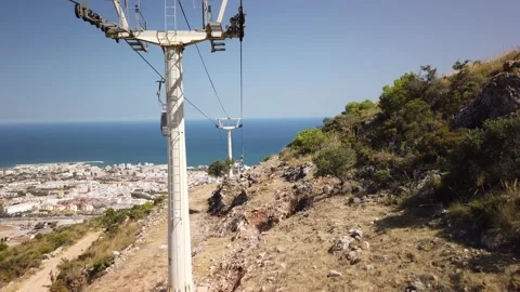 Ride with the cable car down from the mountain to Benalmádena. Stock Footage 152672139