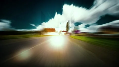 Ride on a car - night timelapse Stock Footage 144098178